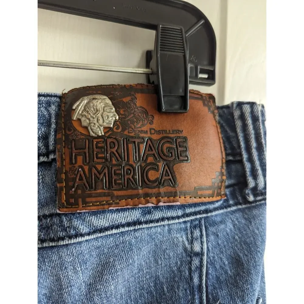Heritage America Denim Distillery Distressed Men's Blue Jeans 40x34